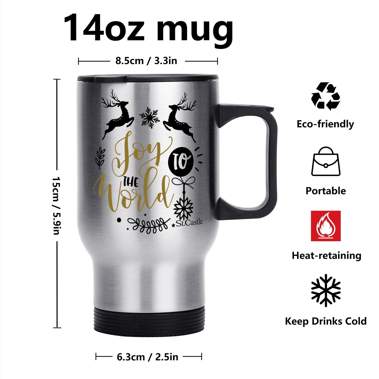 Stainless Steel Travel Coffee Mug (14 oz)