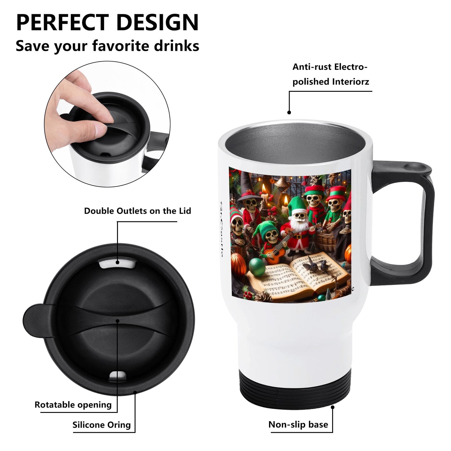 Stainless Steel Travel Coffee Mug (14 oz)