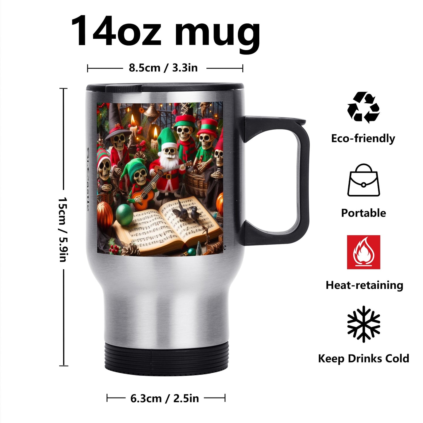 Stainless Steel Travel Coffee Mug (14 oz)