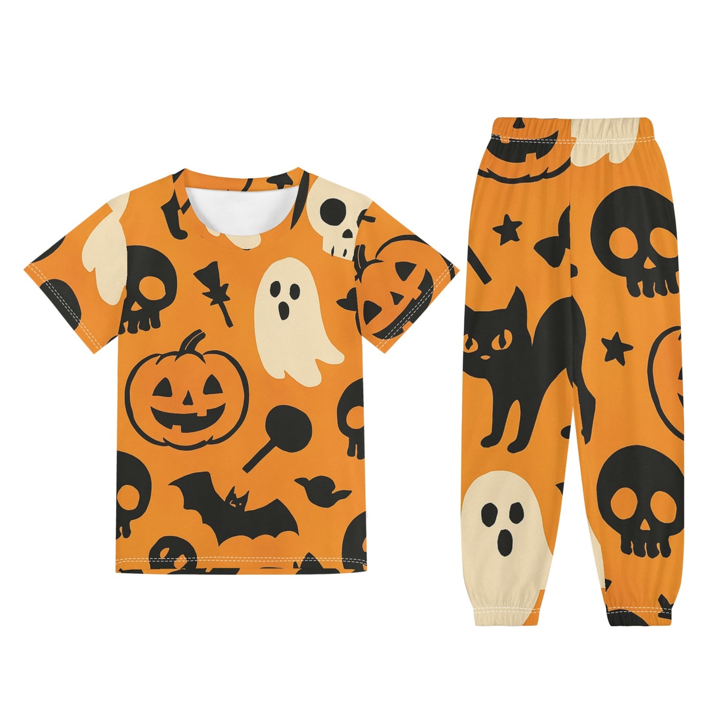 Childrens Sleepwear Short Sleeve Shirt and Long Pants Set Halloween