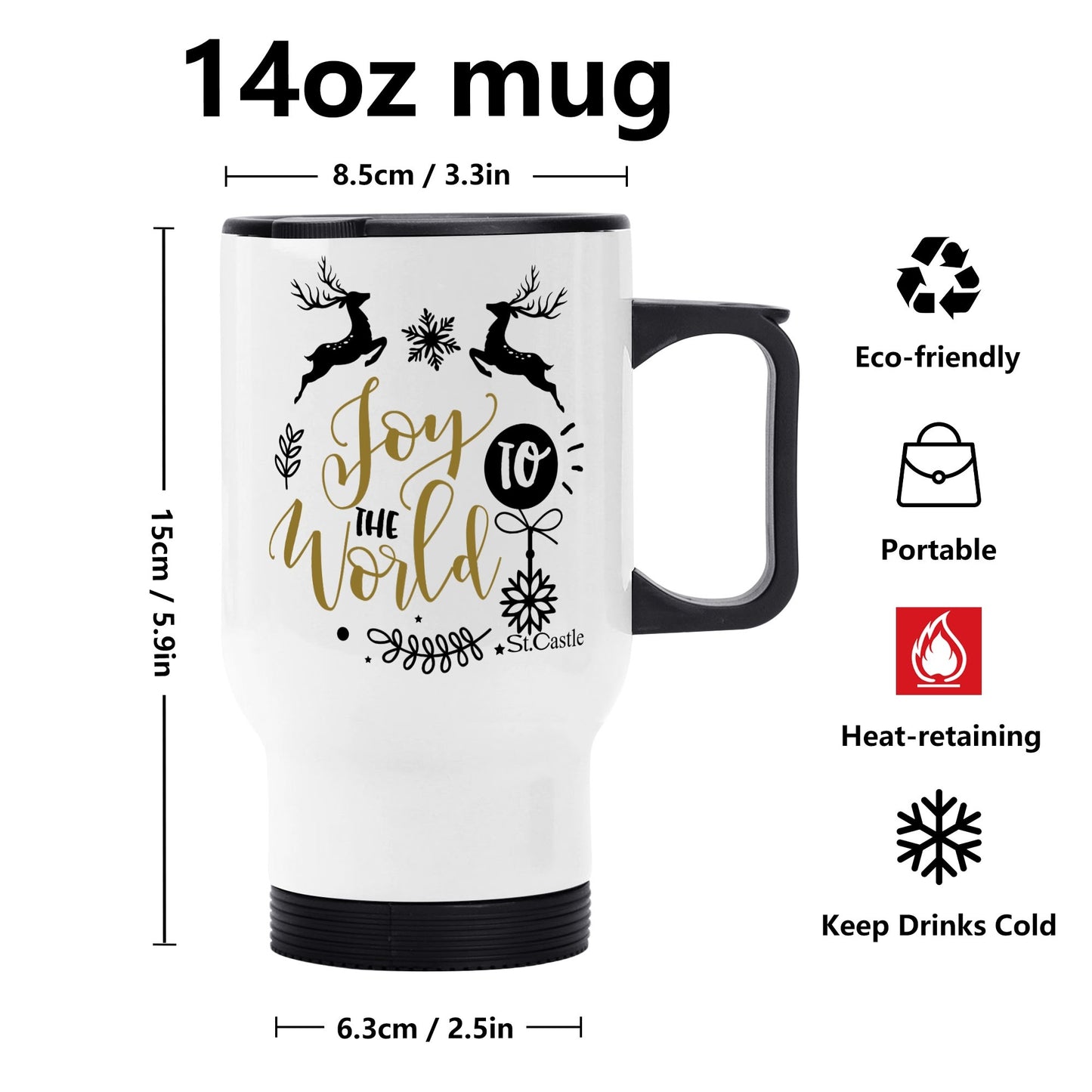 Stainless Steel Travel Coffee Mug (14 oz)