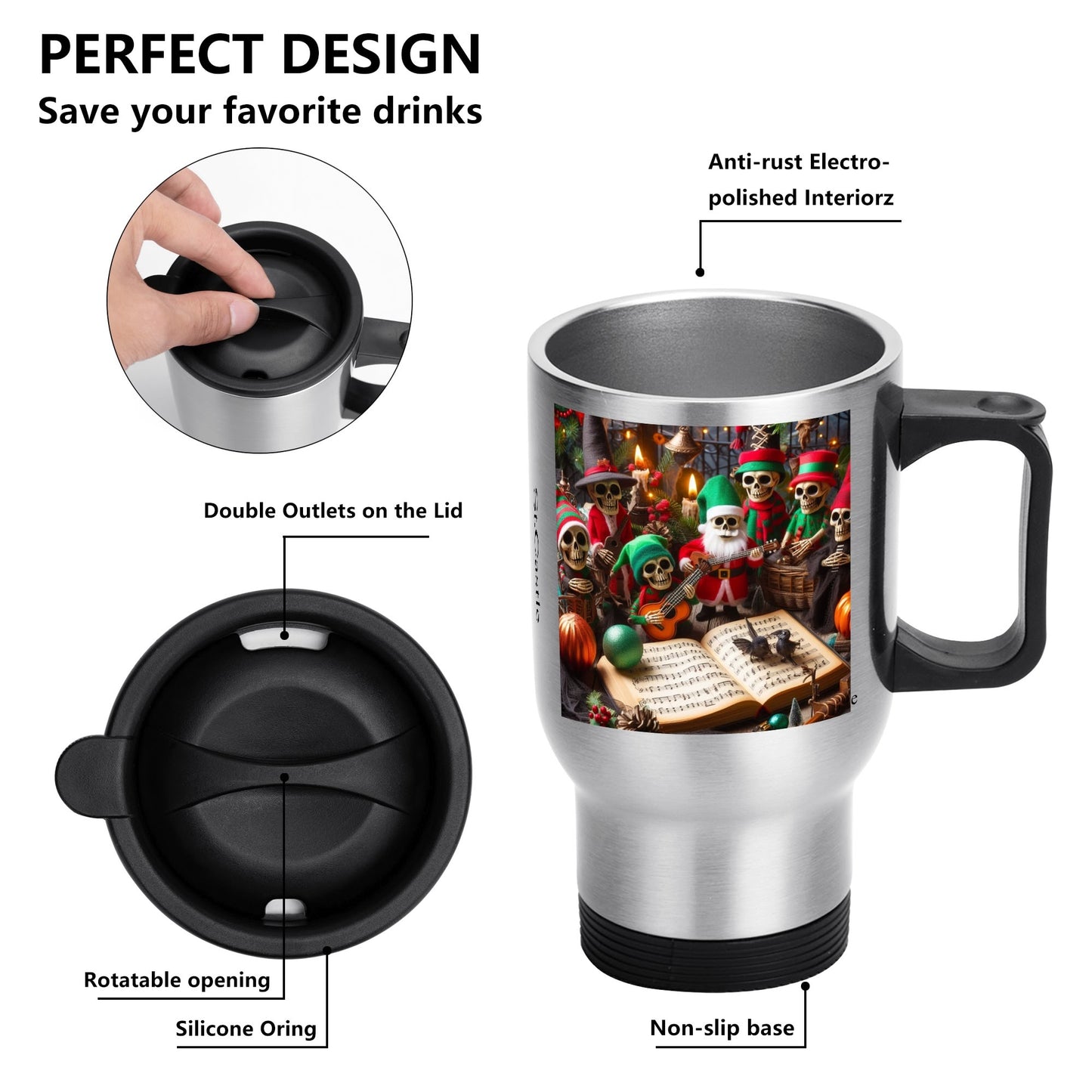 Stainless Steel Travel Coffee Mug (14 oz)