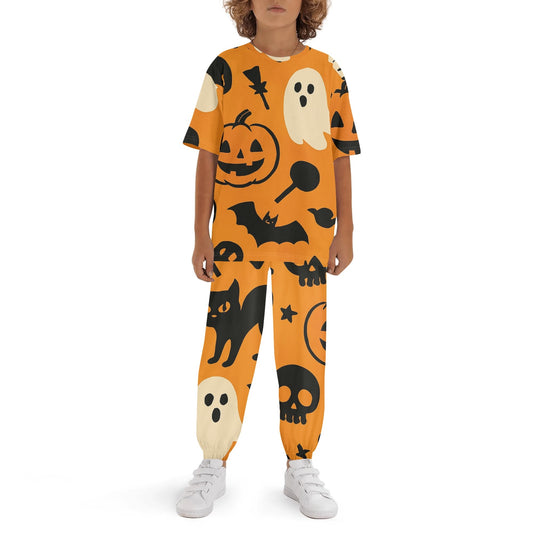 Childrens Sleepwear Short Sleeve Shirt and Long Pants Set Halloween