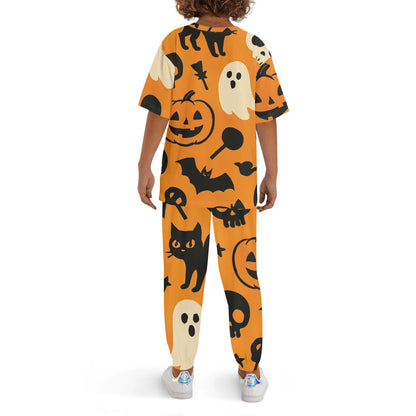 Childrens Sleepwear Short Sleeve Shirt and Long Pants Set Halloween