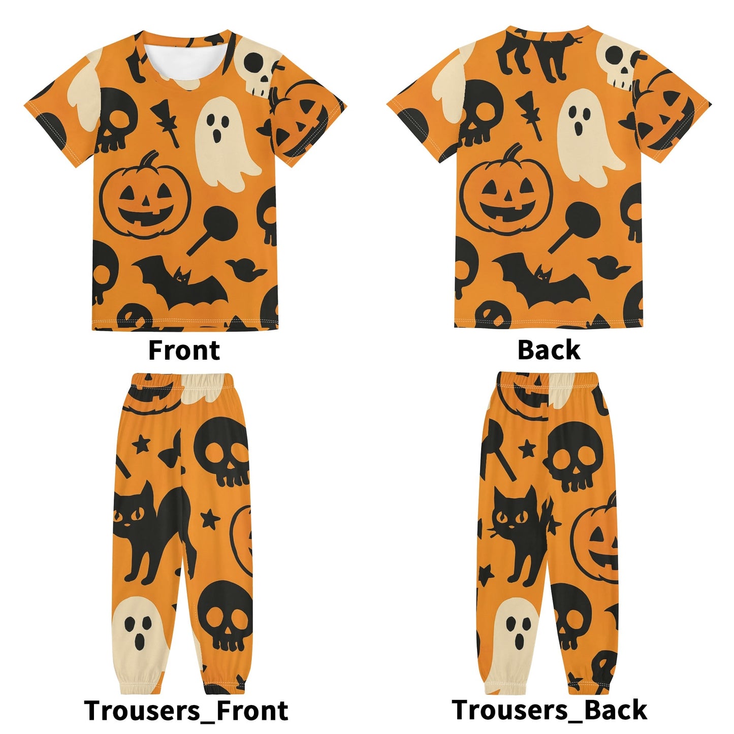 Childrens Sleepwear Short Sleeve Shirt and Long Pants Set Halloween