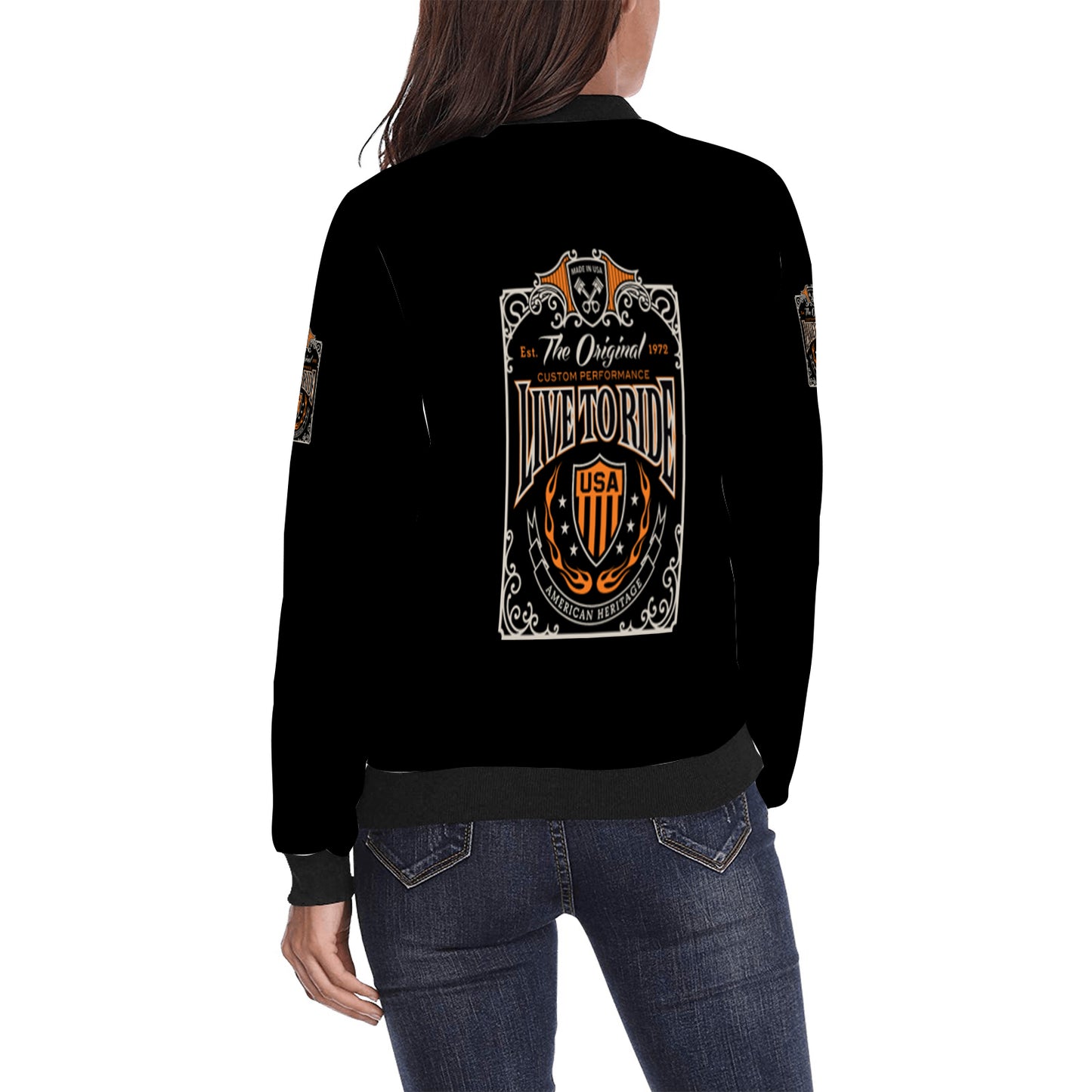 Women's All Over Print Bomber Jacket(Model H36)